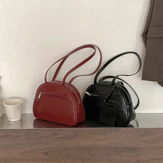 Cracked Round Leather Tote Bag/Shoulder Bag