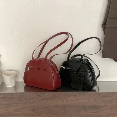 Cracked Round Leather Tote Bag/Shoulder Bag