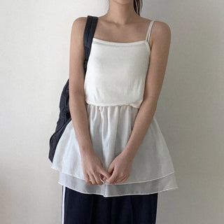Petite layered tiered ruffle wrap skirt T-shirt (2 colors)