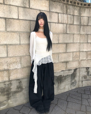 Balloon wide elastic waist pants