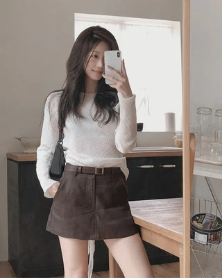 Linen mini skirt pants