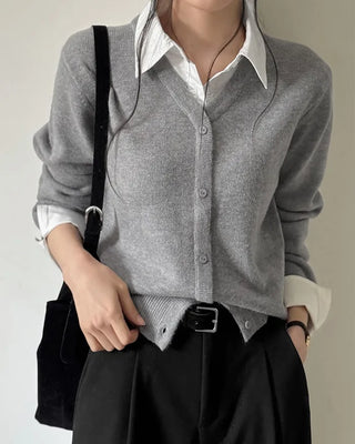 Layered knit cardigan