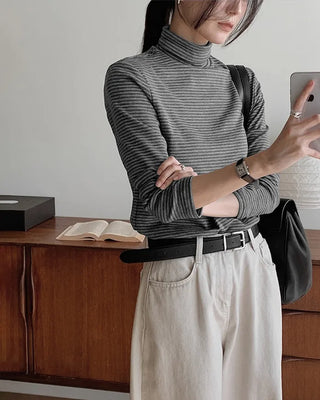 Striped turtleneck T-shirt