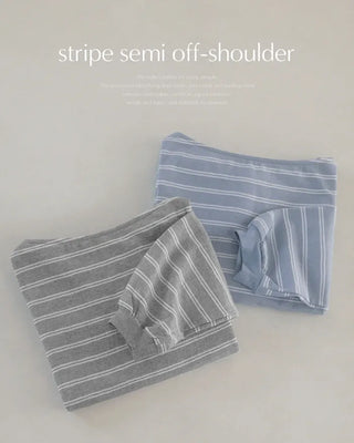 Striped off-shoulder sweatshirt