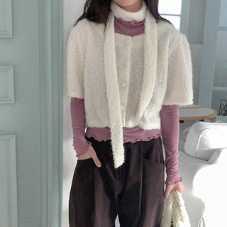 [Scarf Set] Tassel Cropped Cardigan
