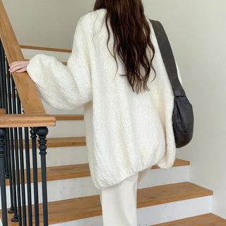 Wool balloon knit cardigan