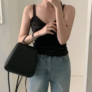 Velour button sleeveless top