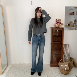 Cropped boat neck knit