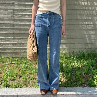 Pocket Straight Denim Pants