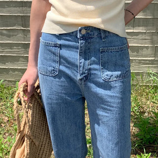 Pocket Straight Denim Pants