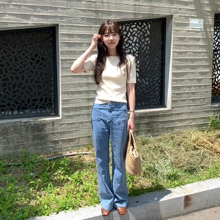Pocket Straight Denim Pants