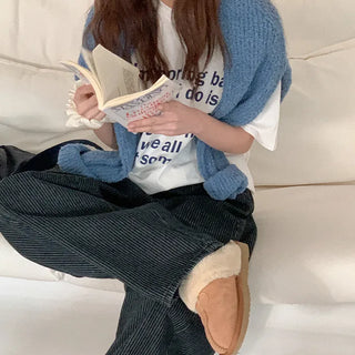 Boucle V-neck knit cardigan