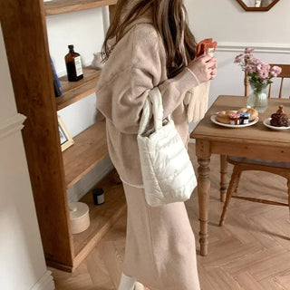 [Set] Knit Hooded Parka + Knit Long Skirt