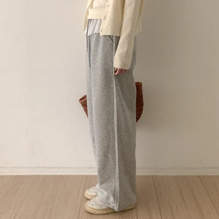 Lace frill elastic waist pants