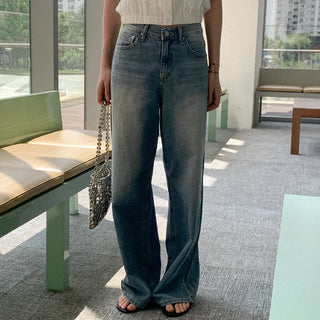 Spun cotton wide denim pants