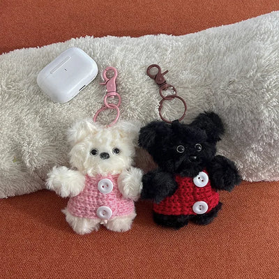 Knitted teddy bear button charm