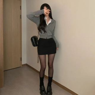 Herringbone mini skirt