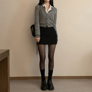 Herringbone mini skirt