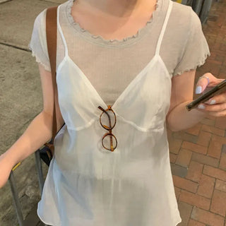 Mixed sheer layered camisole dress