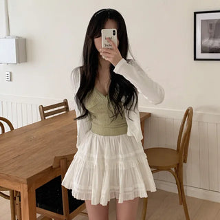 [With built-in cups] Inner lace ribbed camisole with built-in cups