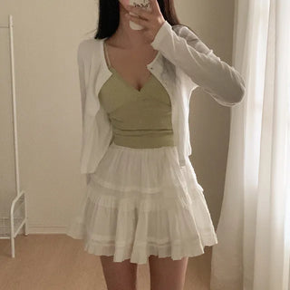 [With built-in cups] Inner lace ribbed camisole with built-in cups
