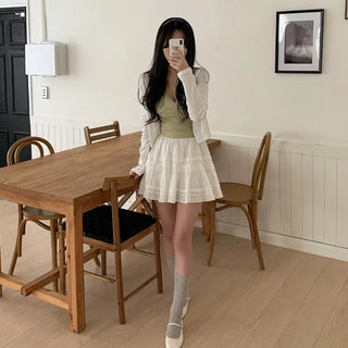 [With built-in cups] Inner lace ribbed camisole with built-in cups