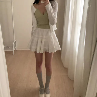 [With built-in cups] Inner lace ribbed camisole with built-in cups