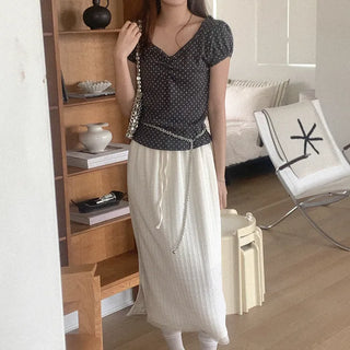 Dot Shirring Short-Sleeve T-Shirt