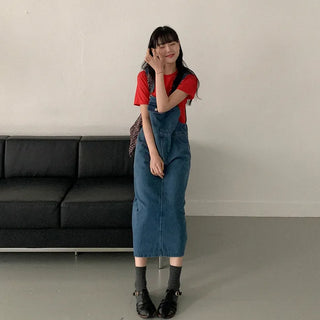 Denim Overalls Long Dress