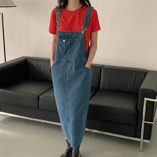 Denim Overalls Long Dress