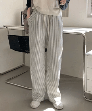 Striped elastic waist pants