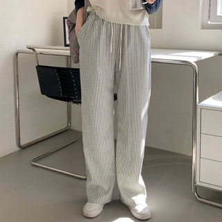 Striped elastic waist pants
