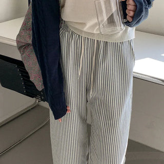 Striped elastic waist pants