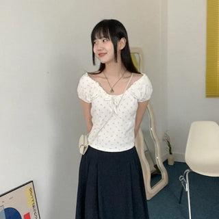 Cotton Flower Ribbon T-shirt