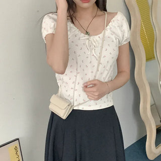 Cotton Flower Ribbon T-shirt