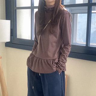Bordered Frill Turtleneck