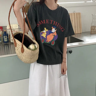 Washed print short-sleeved T-shirt
