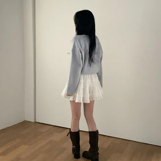 [Pants lining] Band frill mini high-waist skirt