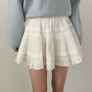 [Pants lining] Band frill mini high-waist skirt