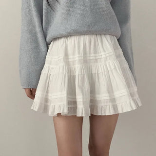 [Pants lining] Band frill mini high-waist skirt