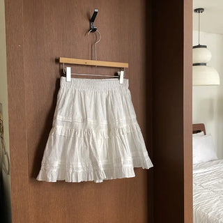 [Pants lining] Band frill mini high-waist skirt