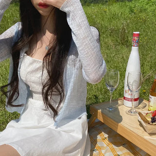[Lined] Bustier Sleeveless Mini White Cotton Flare Dress