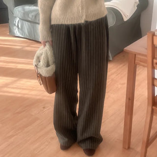 Striped wide-leg pants