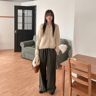Striped wide-leg pants