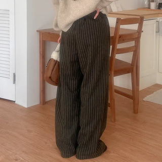 Striped wide-leg pants