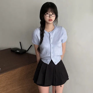 Summer button-up short-sleeved knit