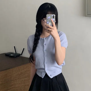 Summer button-up short-sleeved knit