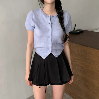 Summer button-up short-sleeved knit