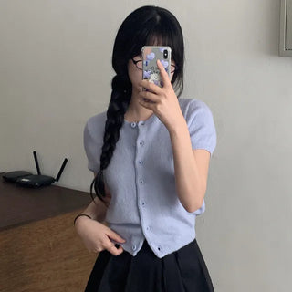 Summer button-up short-sleeved knit