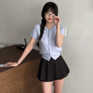 Summer button-up short-sleeved knit